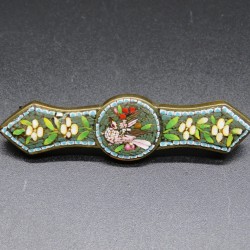 Victorian Micro Mosaic dove and flower brooch