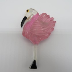 Huge Pink Flamingo Vintage Resin Brooch
