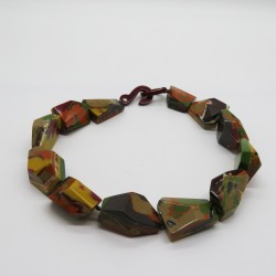 Marble asymmetrical resin faceted beads resin necklace by Marion Godart.