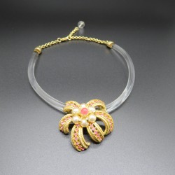 Lucite Necklace with Sliding Flower by Ben Amun