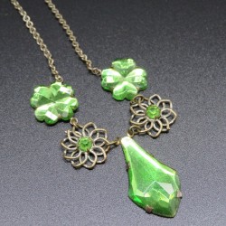 Art Deco Czech necklace Vauxhall Glass Green