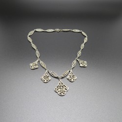 Vintage 1960s Marcasite Necklace with Drops