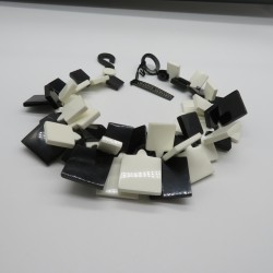 Black and White Artistic Resin Necklace by Marion Godart.