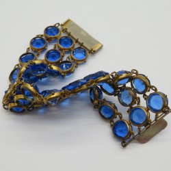Vintage 1930s Brilliant Blue Three Strand Paste Bracelet