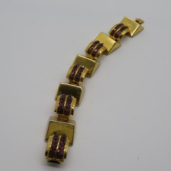 1930s Vintage Gold Plated Bracelet with Rhinestones